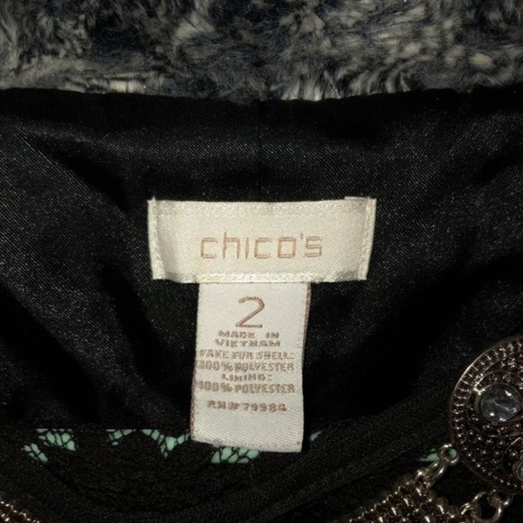 Chico’s Faux Fur Jacket Sz L - EUC - Picture 4 of 6